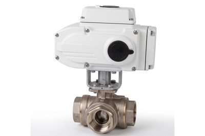 1/2" Three-Way Valve, T-Type, Motorized Actuation, 4–20 mA, Stainless Steel 30