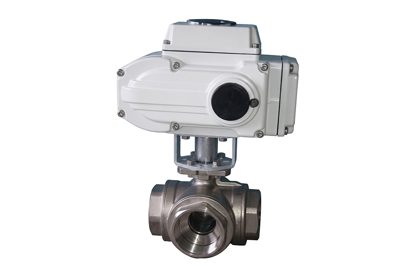 1/2" Three-Way T-Type Motorized Valve, 0–10V, Stainless Steel 304