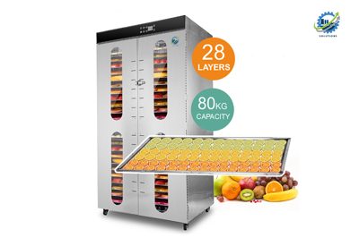 Fruit, Vegetable and Leaf Dryer, 4 Cabinets, 80 Trays, Stainless Steel 304