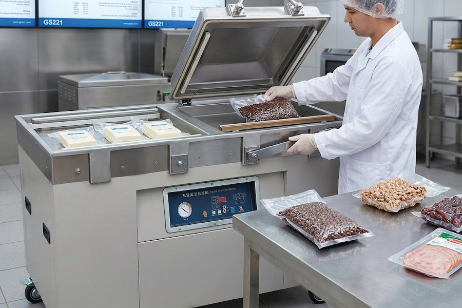 ماكينة فاكيوم بحجرتين شفط واغلاق